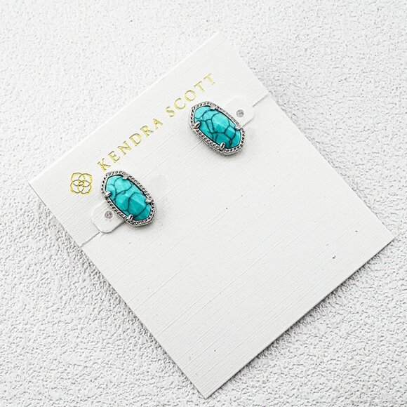 Kendra Scott Cracked Turquoise Stud Earrings - Picture 1 of 1